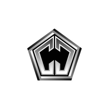 Modern geometrik gümüş şekilli CC Monogram logo harfi. Geometrik şekil yuvarlanmış, daire dikdörtgeni ve üçgen şekil logosu dizaynı