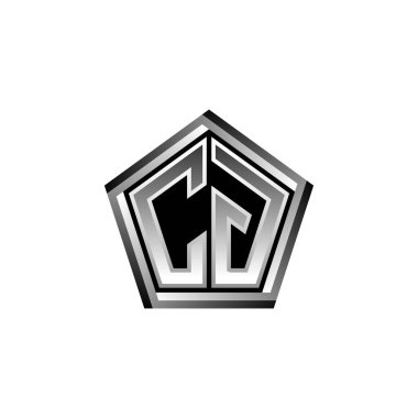 Modern geometrik gümüş stil tasarımlı CG Monogram logo harfi. Geometrik şekil yuvarlanmış, daire dikdörtgeni ve üçgen şekil logosu dizaynı