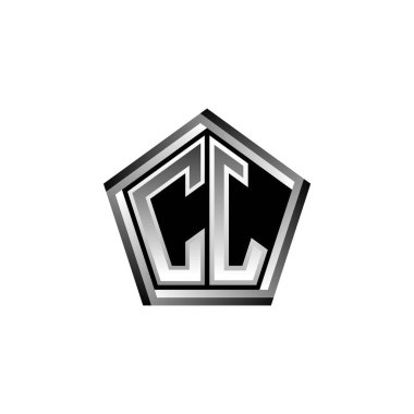 CJ Monogram logo harfi ve modern geometrik gümüş stil tasarımı. Geometrik şekil yuvarlanmış, daire dikdörtgeni ve üçgen şekil logosu dizaynı