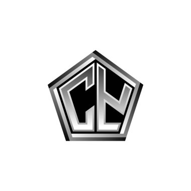 Modern geometrik gümüş şekilli CY Monogram logo harfi. Geometrik şekil yuvarlanmış, daire dikdörtgeni ve üçgen şekil logosu dizaynı