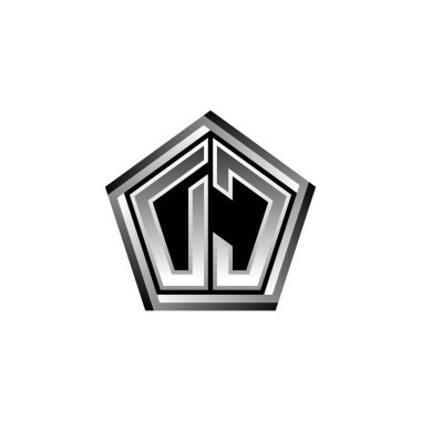 DC Monogram logo harfi modern geometrik gümüş stil tasarımı. Geometrik şekil yuvarlanmış, daire dikdörtgeni ve üçgen şekil logosu dizaynı