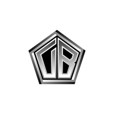 Modern geometrik gümüş stil tasarımlı DB Monogram logo harfi. Geometrik şekil yuvarlanmış, daire dikdörtgeni ve üçgen şekil logosu dizaynı