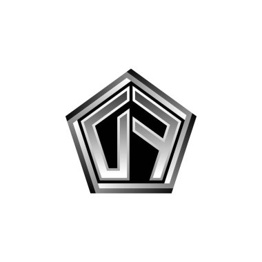 Modern geometrik gümüş stil tasarımlı DF Monogram logo harfi. Geometrik şekil yuvarlanmış, daire dikdörtgeni ve üçgen şekil logosu dizaynı