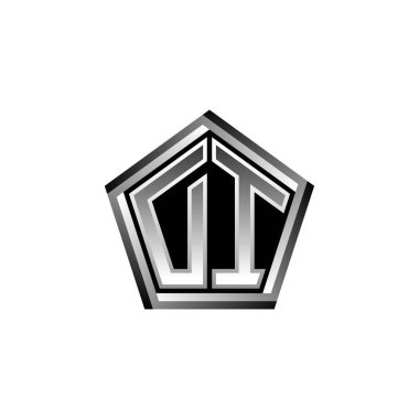 DI Monogram logo mektubu ve modern geometrik gümüş stil tasarımı. Geometrik şekil yuvarlanmış, daire dikdörtgeni ve üçgen şekil logosu dizaynı