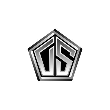 DS Monogram logo mektubu ve modern geometrik gümüş stil tasarımı. Geometrik şekil yuvarlanmış, daire dikdörtgeni ve üçgen şekil logosu dizaynı