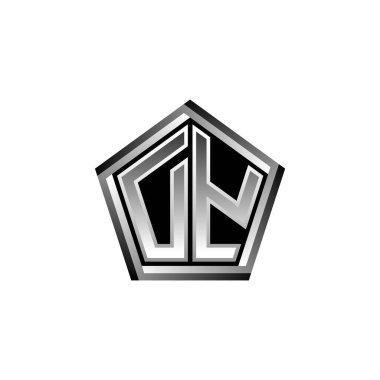 DY Monogram logo harfi modern geometrik gümüş stil tasarımı. Geometrik şekil yuvarlanmış, daire dikdörtgeni ve üçgen şekil logosu dizaynı