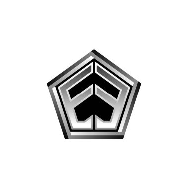 Modern geometrik gümüş şekilli EE Monogram logo harfi. Geometrik şekil yuvarlanmış, daire dikdörtgeni ve üçgen şekil logosu dizaynı