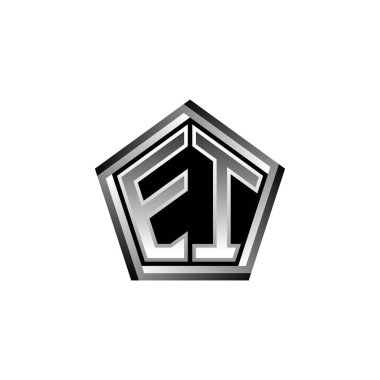Modern geometrik gümüş tarzı tasarlanmış El Monogram logo harfi. Geometrik şekil yuvarlanmış, daire dikdörtgeni ve üçgen şekil logosu dizaynı