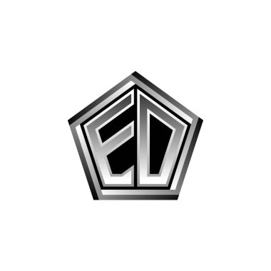 Modern geometrik gümüş şekilli EO Monogram logo harfi. Geometrik şekil yuvarlanmış, daire dikdörtgeni ve üçgen şekil logosu dizaynı