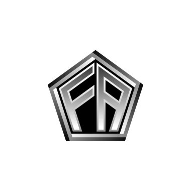 FA Monogram logo harfi modern geometrik gümüş stil tasarımı. Geometrik şekil yuvarlanmış, daire dikdörtgeni ve üçgen şekil logosu dizaynı