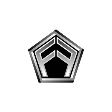 FF Monogram logo harfi ve modern geometrik gümüş stil tasarımı. Geometrik şekil yuvarlanmış, daire dikdörtgeni ve üçgen şekil logosu dizaynı