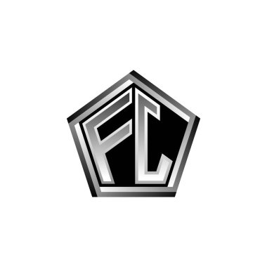 FJ Monogram logo harfi ve modern geometrik gümüş stil tasarımı. Geometrik şekil yuvarlanmış, daire dikdörtgeni ve üçgen şekil logosu dizaynı