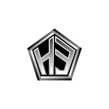 HE monogram logo harfi modern geometrik gümüş stil tasarımı. Geometrik şekil yuvarlanmış, daire dikdörtgeni ve üçgen şekil logosu dizaynı