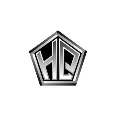 Merkezi Monogram logo harfinin modern geometrik gümüş tasarımı. Geometrik şekil yuvarlanmış, daire dikdörtgeni ve üçgen şekil logosu dizaynı