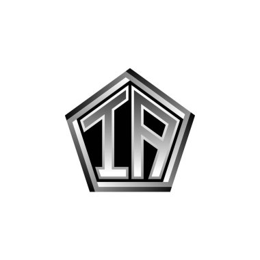 Modern geometrik gümüş şekilli IA Monogram logo harfi. Geometrik şekil yuvarlanmış, daire dikdörtgeni ve üçgen şekil logosu dizaynı