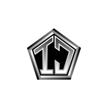 Modern geometrik gümüş şekilli IC Monogram logo harfi. Geometrik şekil yuvarlanmış, daire dikdörtgeni ve üçgen şekil logosu dizaynı