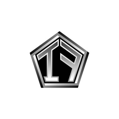 Monogram logo harfinin modern geometrik gümüş tasarımı. Geometrik şekil yuvarlanmış, daire dikdörtgeni ve üçgen şekil logosu dizaynı