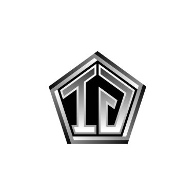 Modern geometrik gümüş şekilli IG Monogram logo harfi. Geometrik şekil yuvarlanmış, daire dikdörtgeni ve üçgen şekil logosu dizaynı