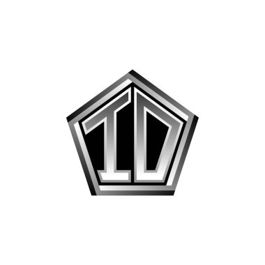 Modern geometrik gümüş şekilli IO Monogram logo harfi. Geometrik şekil yuvarlanmış, daire dikdörtgeni ve üçgen şekil logosu dizaynı