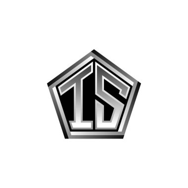 Modern geometrik gümüş stil tasarımlı Monogram logo harfi. Geometrik şekil yuvarlanmış, daire dikdörtgeni ve üçgen şekil logosu dizaynı