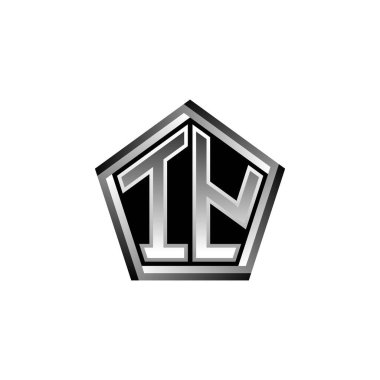 Modern geometrik gümüş şekilli logo harfli IY Monogram harfi. Geometrik şekil yuvarlanmış, daire dikdörtgeni ve üçgen şekil logosu dizaynı
