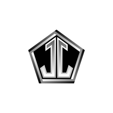JJ Monogram logo harfi ve modern geometrik gümüş stil tasarımı. Geometrik şekil yuvarlanmış, daire dikdörtgeni ve üçgen şekil logosu dizaynı