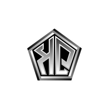 Modern geometrik gümüş tarzı tasarlanmış KQ Monogram logo harfi. Geometrik şekil yuvarlanmış, daire dikdörtgeni ve üçgen şekil logosu dizaynı