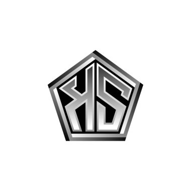 KS Monogram logo harfi ve modern geometrik gümüş stil tasarımı. Geometrik şekil yuvarlanmış, daire dikdörtgeni ve üçgen şekil logosu dizaynı
