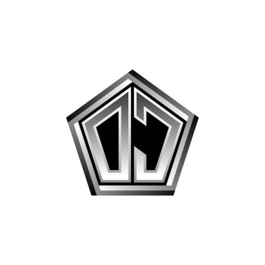 Modern geometrik gümüş şekilli OC Monogram logo harfi. Geometrik şekil yuvarlanmış, daire dikdörtgeni ve üçgen şekil logosu dizaynı