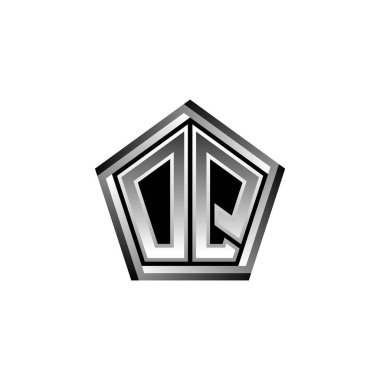 OQ Monogram logo harfi ve modern geometrik gümüş stil tasarımı. Geometrik şekil yuvarlanmış, daire dikdörtgeni ve üçgen şekil logosu dizaynı