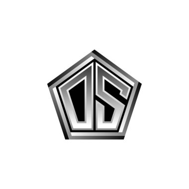 Modern geometrik gümüş stil tasarımlı OS Monogram logo harfi. Geometrik şekil yuvarlanmış, daire dikdörtgeni ve üçgen şekil logosu dizaynı