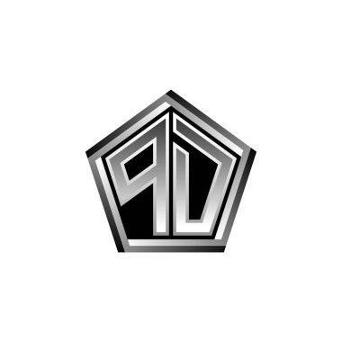 PD Monogram logo mektubu ve modern geometrik gümüş tasarımı. Geometrik şekil yuvarlanmış, daire dikdörtgeni ve üçgen şekil logosu dizaynı