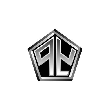 Modern geometrik gümüş stil tasarımlı PY Monogram logo harfi. Geometrik şekil yuvarlanmış, daire dikdörtgeni ve üçgen şekil logosu dizaynı