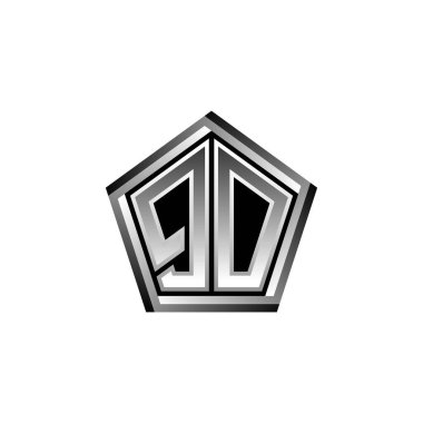 QO Monogram logo harfi ve modern geometrik gümüş stil tasarımı. Geometrik şekil yuvarlanmış, daire dikdörtgeni ve üçgen şekil logosu dizaynı