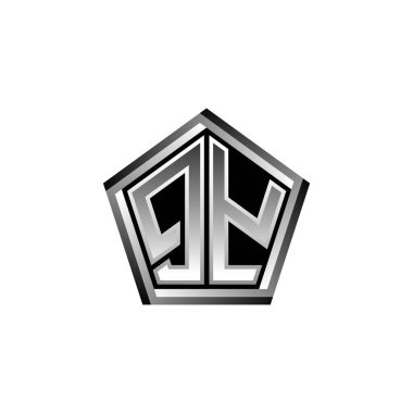 Modern geometrik gümüş stil tasarımlı QY Monogram logo harfi. Geometrik şekil yuvarlanmış, daire dikdörtgeni ve üçgen şekil logosu dizaynı