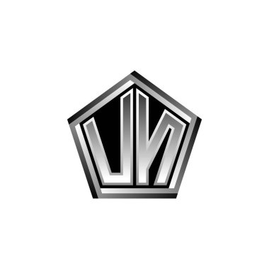 Modern geometrik gümüş tasarımlı BM Monogram logo mektubu. Geometrik şekil yuvarlanmış, daire dikdörtgeni ve üçgen şekil logosu dizaynı