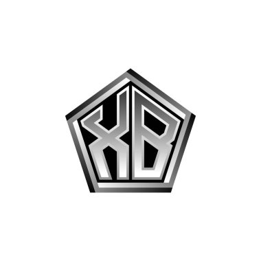 XB Monogram logo harfi ve modern geometrik gümüş stil tasarımı. Geometrik şekil yuvarlanmış, daire dikdörtgeni ve üçgen şekil logosu dizaynı