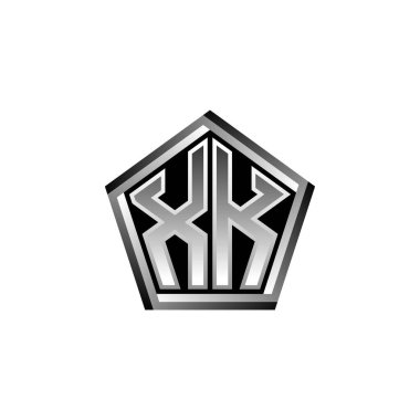XK Monogram logo harfi ve modern geometrik gümüş stil tasarımı. Geometrik şekil yuvarlanmış, daire dikdörtgeni ve üçgen şekil logosu dizaynı