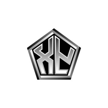 XY Monogram logo harfi ve modern geometrik gümüş stil tasarımı. Geometrik şekil yuvarlanmış, daire dikdörtgeni ve üçgen şekil logosu dizaynı