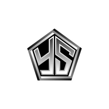 YS Monogram logo harfi modern geometrik gümüş stil tasarımı. Geometrik şekil yuvarlanmış, daire dikdörtgeni ve üçgen şekil logosu dizaynı