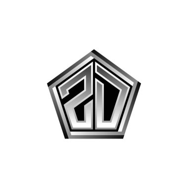 ZD Monogram logo harfi ve modern geometrik gümüş stil tasarımı. Geometrik şekil yuvarlanmış, daire dikdörtgeni ve üçgen şekil logosu dizaynı
