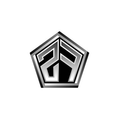 ZF Monogram logo harfi ve modern geometrik gümüş stil tasarımı. Geometrik şekil yuvarlanmış, daire dikdörtgeni ve üçgen şekil logosu dizaynı
