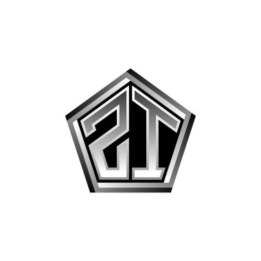 ZI Monogram logo harfi modern geometrik gümüş stil tasarımı. Geometrik şekil yuvarlanmış, daire dikdörtgeni ve üçgen şekil logosu dizaynı