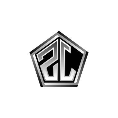 ZJ Monogram logo harfi ve modern geometrik gümüş stil tasarımı. Geometrik şekil yuvarlanmış, daire dikdörtgeni ve üçgen şekil logosu dizaynı