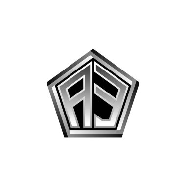 Modern geometrik gümüş şekilli AE Monogram logo harfi. Geometrik şekil yuvarlanmış, daire dikdörtgeni ve üçgen şekil logosu dizaynı