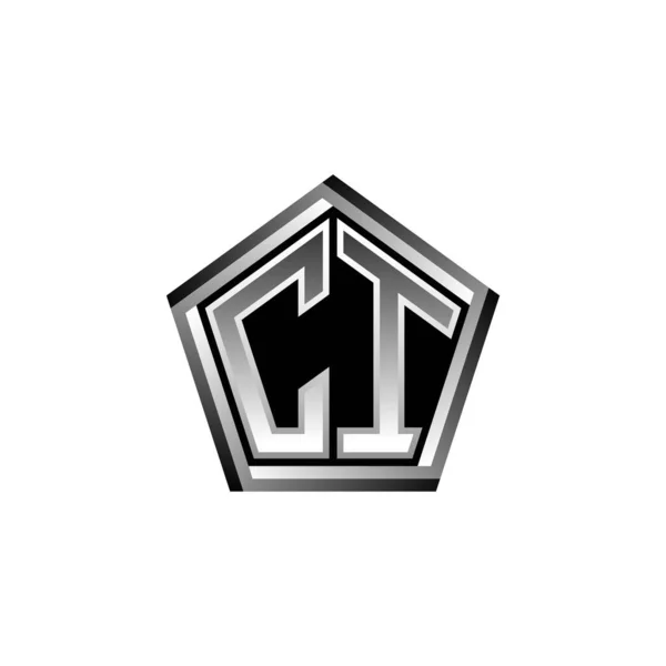 Monogram Logo Letter Met Modern Geometrische Zilveren Stijl Design Geometrische — Stockvector
