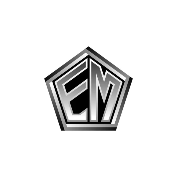 Μονόγραμμα Λογότυπο Μοντέρνο Γεωμετρικό Ασημί Σχέδιο Γεωμετρικό Σχήμα Στρογγυλεμένο Ορθογώνιο — Διανυσματικό Αρχείο