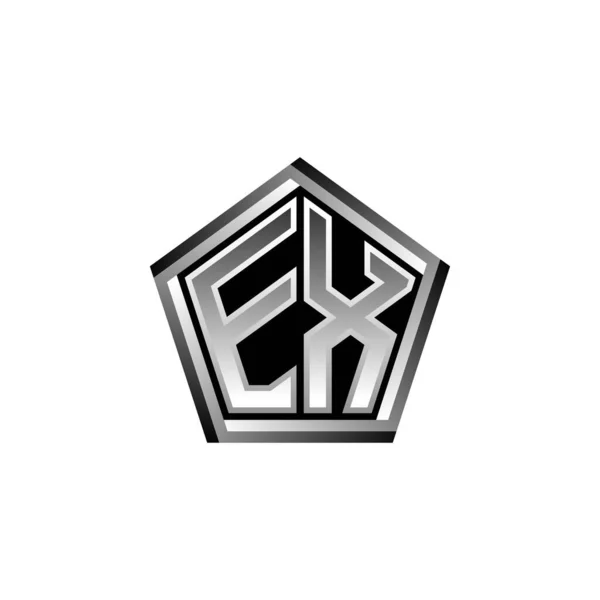 Λογότυπο Λογότυπο Monogram Και Μοντέρνο Γεωμετρικό Ασημί Σχέδιο Γεωμετρικό Σχήμα — Διανυσματικό Αρχείο