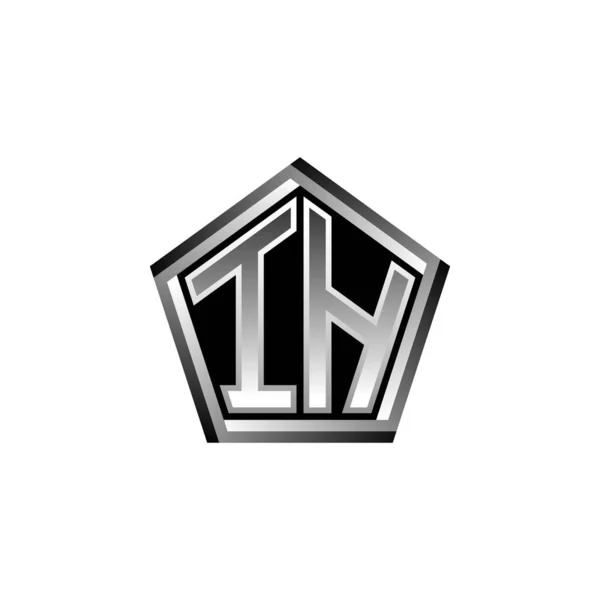 Modern Geometrik Gümüş Şekilli Monogram Logo Harfi Geometrik Şekil Yuvarlanmış — Stok Vektör