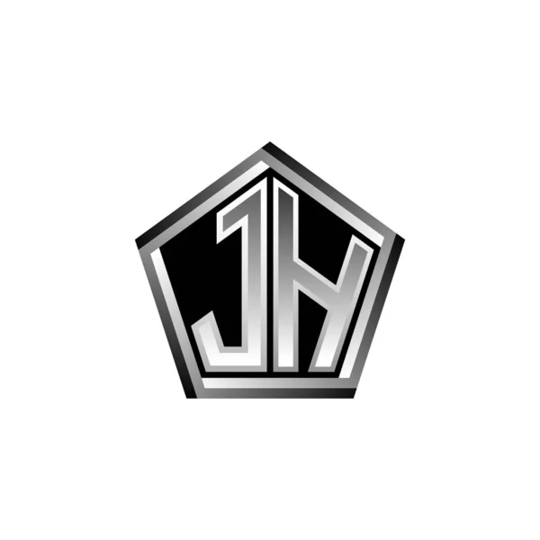 Lettre Logo Monogram Avec Design Géométrique Moderne Style Argent Forme — Image vectorielle